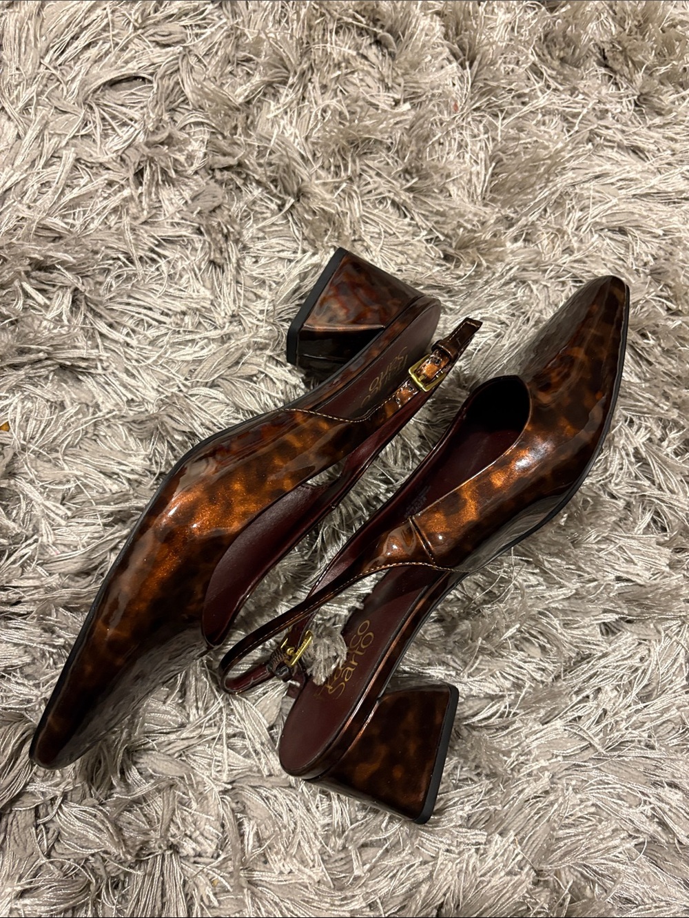 Franco Sarto Tortoiseshell Slingback Block Heel Pumps - Brown - Picture 3 of 3